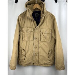 Legendary Goods Mens Winter Jacket Heavy  Sherpa Hoodie Zip Warm Tan Cotton Med